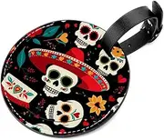 [CWAGFEQZ] 2-Pc Luggage Tags for Suitcases,Travel Tags for Luggage,Sugar Skull Mexican Style