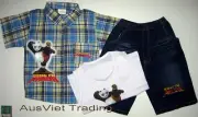 BNWT Kung Fu Kungfu Panda shirt tank top 3/4 denim pants 3pc set brandnew