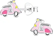 [Katy Craig] Pink Scooter Stud Earrings - 925 Sterling Silver, Silver