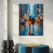 large firgure oil painting handmade Acrylic women Rainy Cityscape Oli Painting Large street art landscape oil painting hand painted Canvas Art painting Wall A