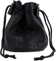 [Oakridge] Men's Small Leather Drawstring Pouch Change Coins Wrist, Black, Onesize