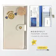 Passport Cover Case Leather Wallet Holder Silver Travel Ticket GIFT50 IF TRA06