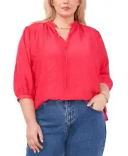 Vince Camuto Womens Plus Size Zebra Jacquard Peasant Top 92322108 3X