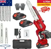 Mini Cordless Chainsaw 8"&6" with 2 Batteries, Brushless Motor, One-Handed