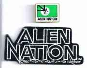 Vintage Alien Nation TV Series Logo Enamel Metal Pin & Patch Set of 2