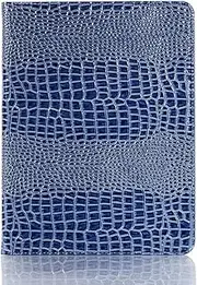 iPad Pro 1st 2nd (12.9'') Case for Women, DMaos Crocodile Synthetic Leather Stand Folio Smart Cover, Auto Sleep/Wake, Document Card Holder - Blue