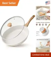 Easy-Clean 12.5 Inch Nonstick Frying Pan with Lid - Oven Safe and Versatile