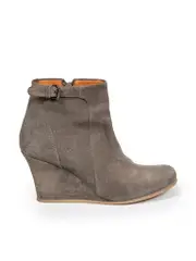 Grey Ankle Suede Wedge Boots