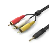 JSJ 2.5mm Male to 3RCA Male Adapter Cable 1.8M 3 RCA Plug M/M Cord Premium Gold Plated For Stereo Audio Video AV DVD Player HDTV HD Camcorder