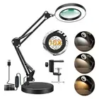 10X Magnifying Glass Desk Light Magnifier LED Lamp Reading Lamp With Base& Clamp