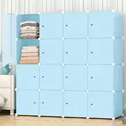 AUKO Fashion Macaron Color 6/8/12/16 Cubes Storage Cabinet Wardrobe Toy Book Shelve (Macaron Blue 16 Cube)