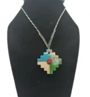 Handmade Unisex Necklace Woven in Macrame Thread with Natural Inca Chakana Stone