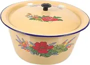Amosfun Enamel Basin Bowl Vintage Enamel Bowl Cover for Cold Meat Storage Hand Washing Pot Kitchen Home