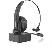 OY631 Single Ear Headset Headphones with Microphone Noise Cancelling Head-Mounted Headphone for Cell Phones PC Tablet