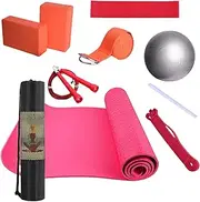 Beginner Yoga Kit,Yoga Workout Mat with Carrying Bag | Fitness Equipment for Pilates, Floor Exercises, Includes Resistance Band, Stretch Band