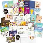 Birthday Card - 36-Pack Birthday Cards Box Set, Happy Birthday Cards - Unique Assorted Designs Blank on the Inside Birthday Card Bulk, Envelopes Included, 4 x 6 Inches