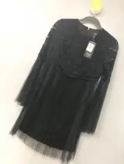 NWT Aidan Mattox Black Dress Lace Size 4