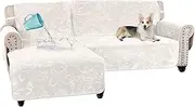Smarcute L Shaped Sofa Covers 100% Waterproof Chaise Lounge Covers for Pets Dogs 2 Pieces Left Sectional Large, Ivory