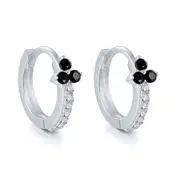 ANYCO Earrings Sterling Silver Black Minimalist Pave Black Blue Zircon Flower Stud For Women Girl Perfect Fashion Stylish Accessories Jewelry Gifts