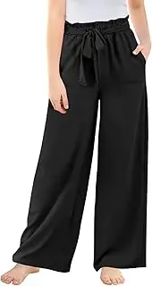[Generic] Girls Wide Leg Pants High-Waisted Pants Elastic Rope Leisure Style Breathable Soft Fit Trendy Fresh Toddler Trousers