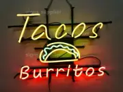 Tacos Burritos 24"x20" Neon Sign Light Lamp Decor With Dimmer