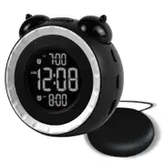 Dual Loud Bed Shaker Alarm Clock - 0-100% Dimming, Vibrating Alarm Clock for Heavy Sleepers or Hearing Impaired,USB Charging Port