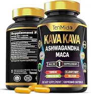 Kava Kava Root Supplement - 8in1 Formula - Combine with Ashwagandha, Maca, Turmeric, Ginkgo Biloba, St. John's Wort, Valerian & Black Pepper - 120 Vegan Capsules, 4 Months Supply