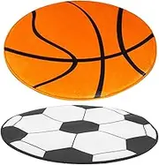 SECFOU Soccer Design Chair Mat 60cm Round Non-Slip Computer Floor Mat Decorative Rug for Living Room