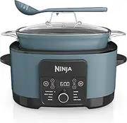 [NINJA] Foodi PossibleCooker, 8-in-1 Slow Cooker with Removable Non-Stick Pot, Steaming Rack, Integrated Spoon & Glass Lid, Slow Cook, Sear, Ember, Steam & More, 8 Servings, 8L, Sea Salt Grey MC1001UK