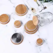 Bamboo Mason Jar Lids Wide Mouth Storage Canning Jar Caps Regular Mason Cover HQ