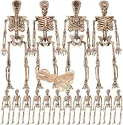 Yardwe Scary Halloween Decorations 16pcs Plastic Skeletons Miniature Skeleton Props for Party