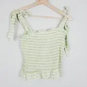 TOPSHOP | Womens Checkered Print Sleeveless Shirred Top NEW + TAG [ Size AU 10 ]