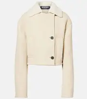 [Jacquemus] Jacquemus Marino cropped shearling jacket UK 12 white