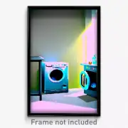Pixel Art Poster - Small Washing Machine (8 Bit Psychedelic Video Game Print)