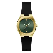 Guess Dress Eve Dress Gold Tone Black Silicone Watch GW0658L1