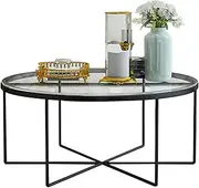 Nordic Tempered Glass Coffee Table - Hotel Restaurant Wrought Iron Side Table - Home Living Room Small Apartment Tea Table Optional Style/#2/60 * 45Cm Feito na China Comfortable Anniversary