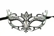 Black Laser Cut Metal FOX Venetian Mask Masquerade Rhinestones for Ladies Girl