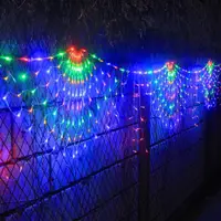 在飛比找ETMall東森購物網優惠-LED燈孔雀網燈彩燈窗簾燈滿天星閃燈彩色扇形鳳尾燈圣誕節裝飾