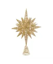 Christmas 3D Glistening Tree Topper Star Sparkling Gold Glitter Large