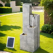 4-Tier Gardeon Solar Fountain Water Feature Outdoor Indoor Cascading Beige