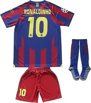 [ORGBRAIN] Barcelona Home Leo #10 Vintage 2009/2010 Limited Edition Football Soccer Kids Jersey Shorts Socks Set Youth Sizes