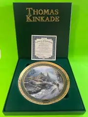 "Bringing Home The Tree" Thomas Kinkade Gold-rim Collector Plate with COA 2015