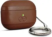 [dreem] Om Case Cover with Keychain Clip Compatible with AirPods Pro 2, Protective One-Piece Hard Shell, Luxury Vegan Leather AirPod Pro Case with Separate Clip [Chocolate]