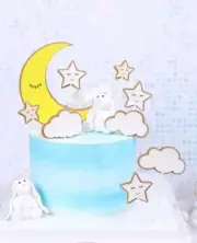9pcs Yellow Moon Star Cloud cake topper baby shower toppers twinkle little stars