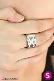 Paparazzi White Infinity Symbol Timeless Silver Ring with Stretchy Band