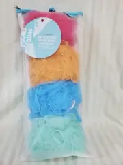 Bliss Loofah Exfoliating Mesh Bath Sponges 4 pack With Bag