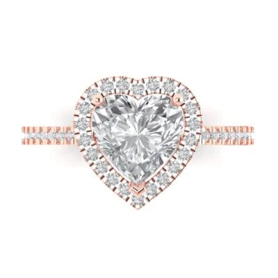 2.27Ct Heart Cut White Sapphire Gold Halo Engagement Promise Statement Ring