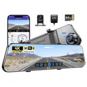 AZDOME 12" 4K+1080P Dash Cam Rear View Mirror Camera GPS Wifi6 Reversing assist