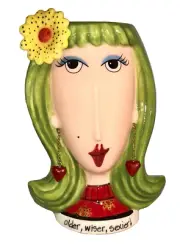 AppleTree Design Lady Head Decorative Vase "Older, wiser, sexier" 6" New in box