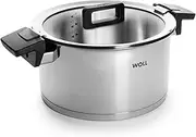 Woll Concept Inductive Cooking Pot with Lid Diameter 24 cm Height 13 cm 5.8 L Suitable for All Types of Cookers Stainless Steel Oven Safe up to 200° Silver